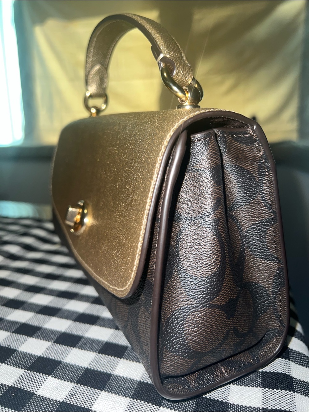Coach Monogram Signature Hand Bag with Gold Flap - Picture 2 of 9